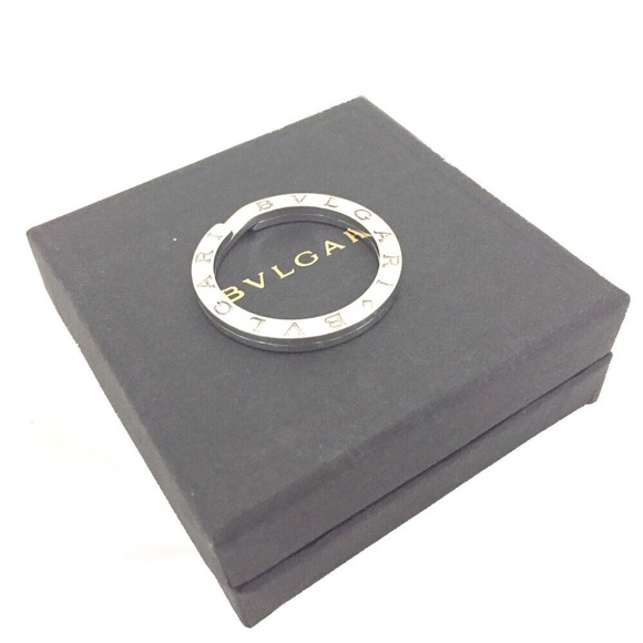 Auth. BVLGARI BVLGARI KEYRING silver 925  unisex minimalist logo w. Box - Picture 14 of 16